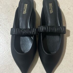 Michael Kors Black Flats with Ruched Strap